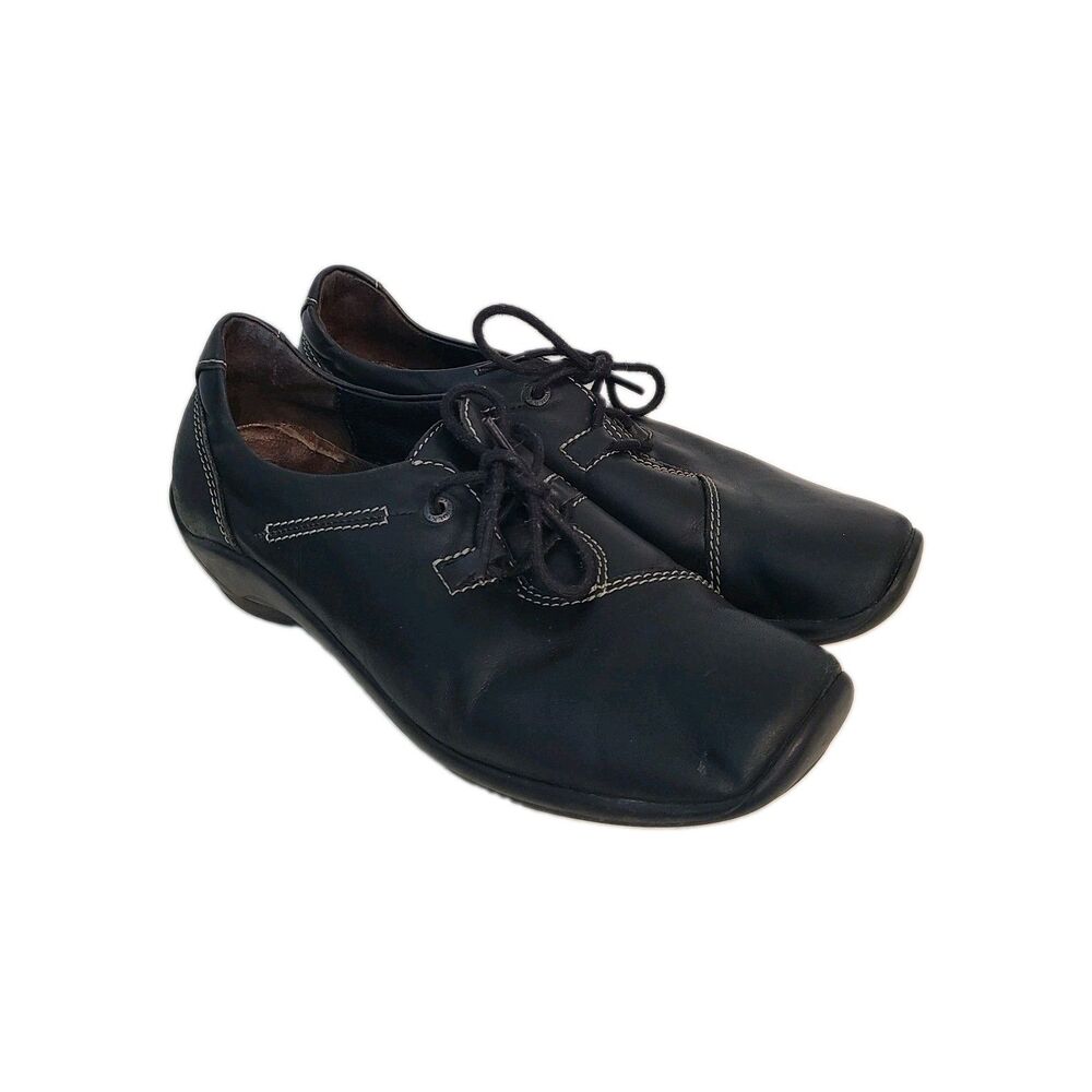 Wolky Black Leather Lace Up Comfort Oxfords Womens EU 39 Gorpcore Granolacore